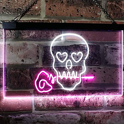 Skull with Rose Dual LED Neon Light Sign